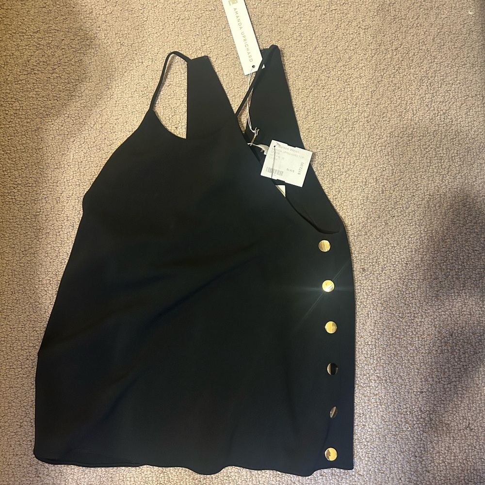 Amanda Uprichard Black Top with Gold Buttons
